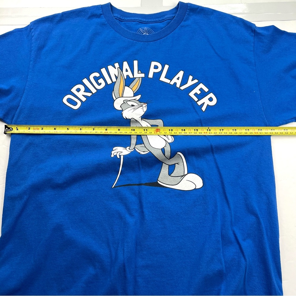 Looney Tunes ‘Original Player’ Bugs Bunny Graphic Tee Unisex size L Royal Blue - Picture 8 of 8